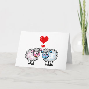 Carte Drôle mouton de dessin animé, couple Mariage