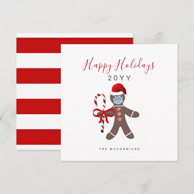 Carte Drôle Noël 2022 Gingerbread Homme dans le Masque V (Devant / Derrière)
