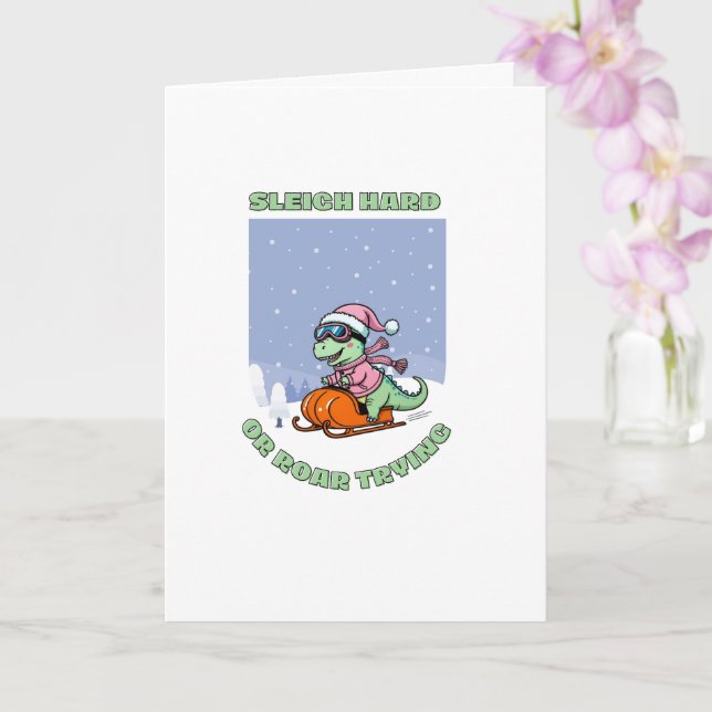 Carte Drôle Noël Dinosaur (Orchidée)