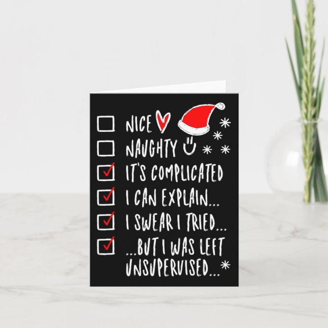 Carte Drôle Noël Nice Naughty Liste Je Peux Expliquer -  (Devant)