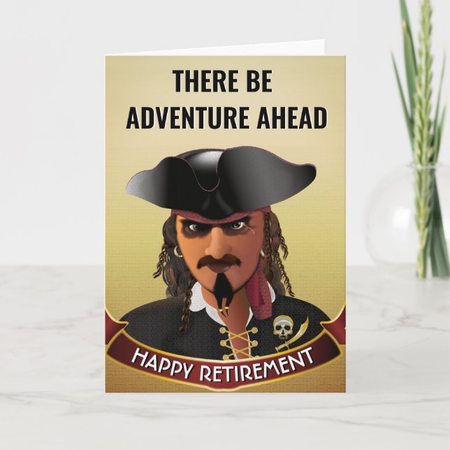 Carte Drôle Parti de retraite pirate (Devant)