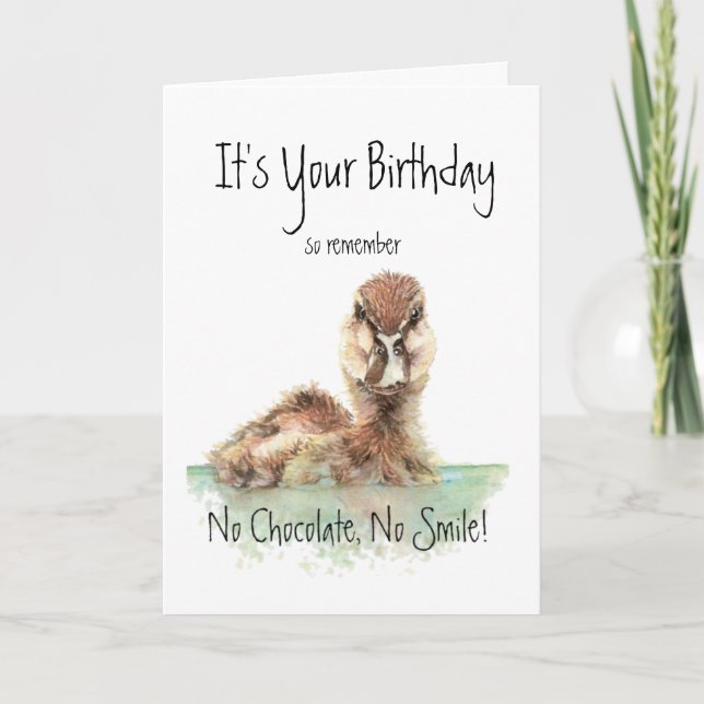 Carte Drôle, Pas De Chocolat, Pas De Sourire, Canard En  (Devant)