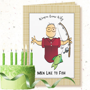 Carte Drôle Pêche Homme Cartoon Anniversaire