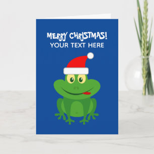 Carte Drôle père Noël grenouille caricature Joyeux Noël