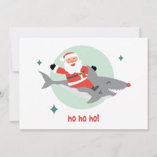 Carte Drôle Père Noël Monter Un Requin