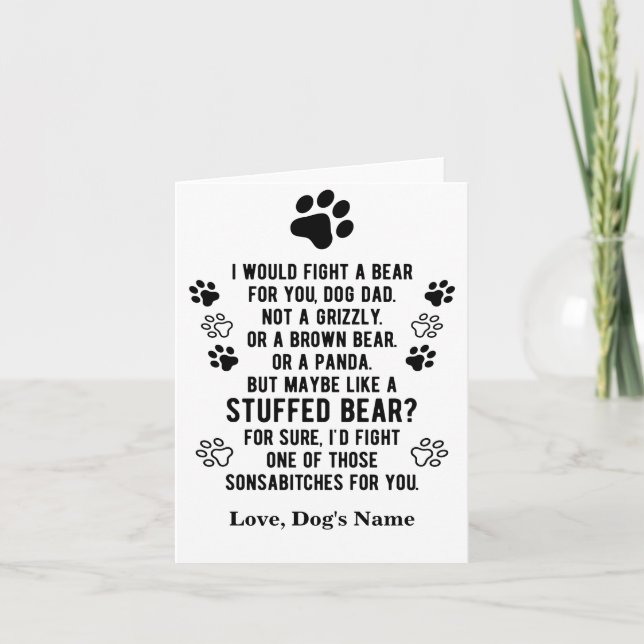 Carte Drôle Personnalisé Combattre Un Ours Pour Vous Pap (Devant)