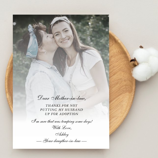 Carte Drôle photo personnalisée Citation de belle-mère (Créateur téléchargé)