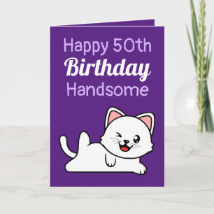 Carte Drôle plaisanterie Purple Chat Soeur 50e anniversa