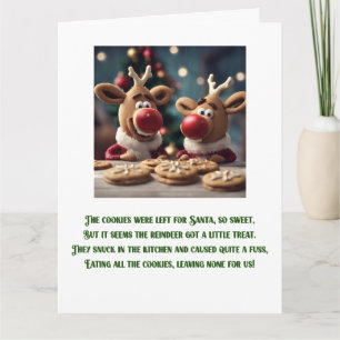 Carte Drôle Poème de Noël mignon renne de Noël