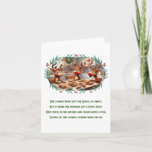Carte Drôle Poème de Noël mignon renne de Noël