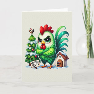 Carte Drôle poulet grincheux de noël