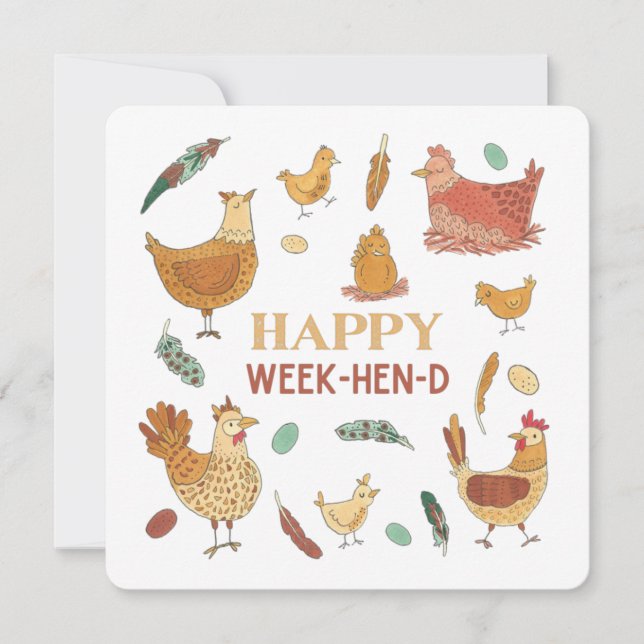 Carte Drôle Poulet Hen Party Week-end (Devant)