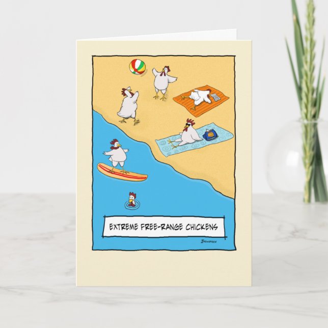 Carte Drôle Poulet Libre-Gamme Anniversaire (Devant)