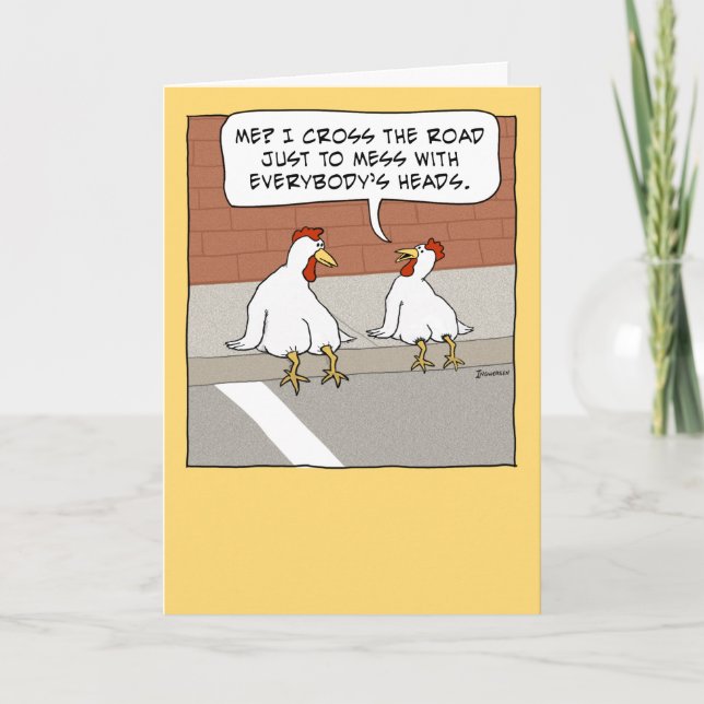 Carte Drôle poulet traversant la route Joyeux anniversai (Devant)