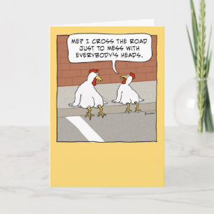 Carte Drôle poulet traversant la route Joyeux anniversai