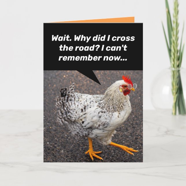 Carte Drôle Pourquoi Le Poulet A-T-Il Traversé La Route  (Devant)