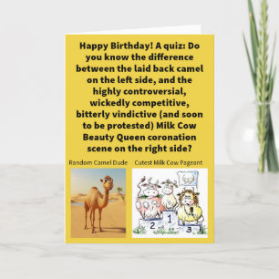 Carte Drôle Pun Dromedary vs Dairy Drama Joyeux Annivers