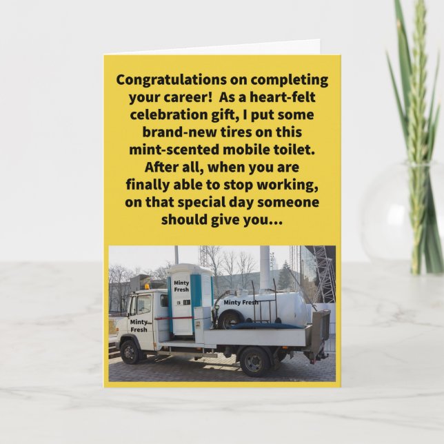 Carte Drôle Pun Retiré Mint Potty Retraite (Devant)