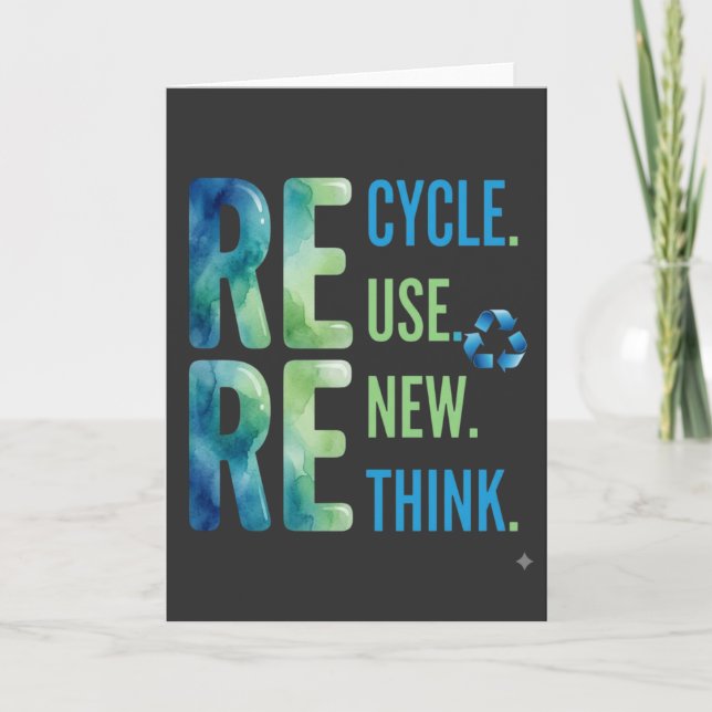 Carte Drôle Réduire Réutiliser Recycler Éco-Responsable (Devant)