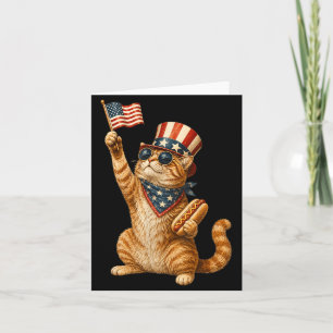 Carte Drôle Rétro 4 Juillet Chat Amateurs De Hot Dog