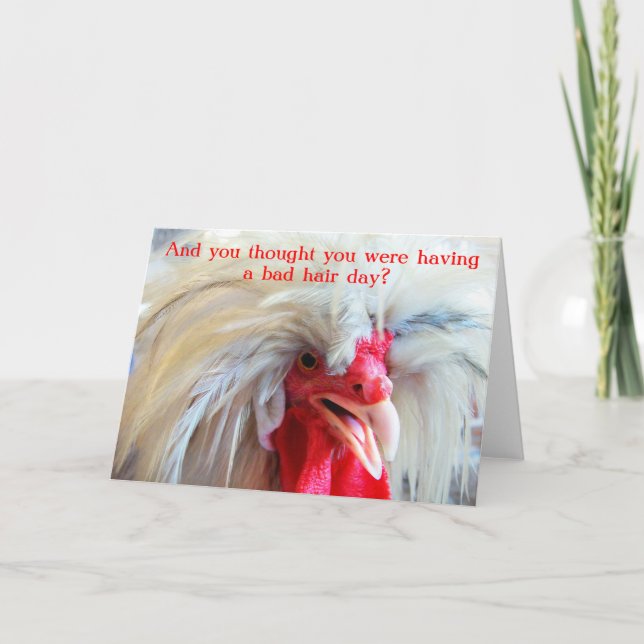 Carte Drôle Roosters mauvaise journée de cheveux (Devant)
