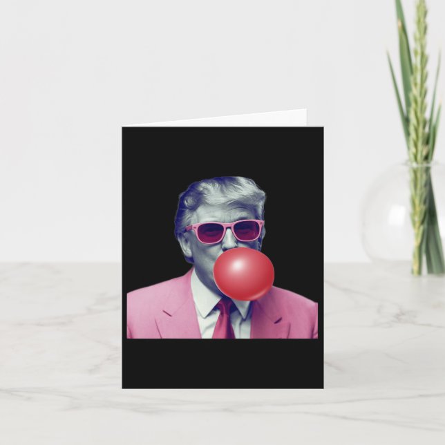Carte Drôle rose Donald Trump Bubble Gum Yum Tee (Devant)