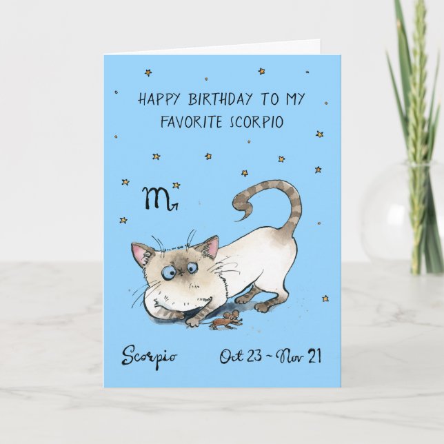 Carte drôle Scorpion Zodiaque Chat Signe astrologi (Devant)