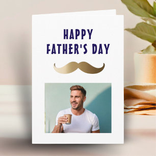 Carte Drôle Simple Moustache Joyeuse Fête des Pères Phot