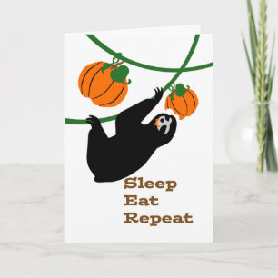 Carte Drôle Slothsgiving Thanksgiving Sloth Citrouilles