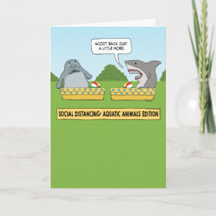 Carte Drôle social amusant Manatee et requin
