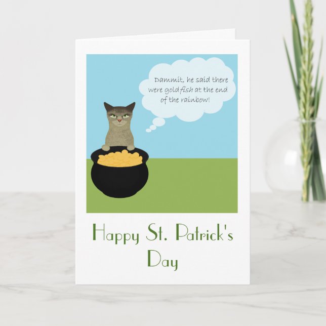 Carte Drôle St. Patrick's Day Card avec chat (Devant)