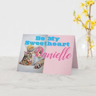 Carte Drôle Tabby Cat Be My Sweetheart Womans Name Card