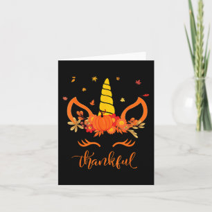 Carte Drôle Thanksgiving mignon Unicorn Turquie Face Gir