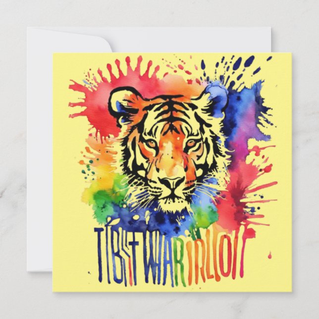 Carte Drôle tigre coloré à l'aquarelle (Devant)