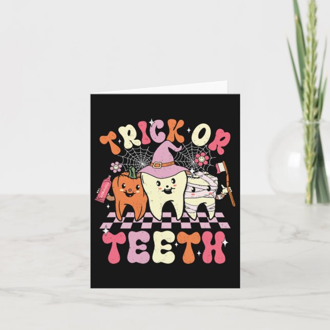 Carte Drôle Trick Ou Dents Halloween Dental Hygiéniste O (Devant)