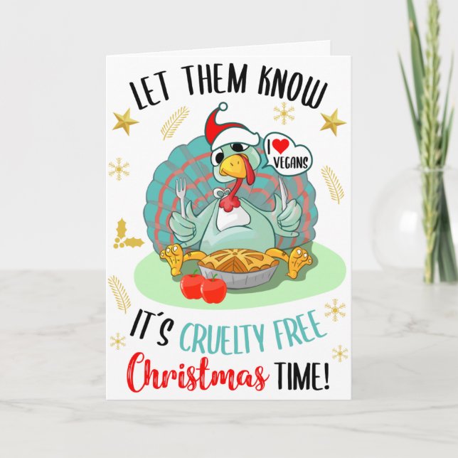 Carte Drôle Turquie amour les végétaliens, Végan Noël (Devant)