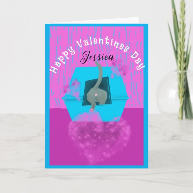 Carte Drôle Valentine de la boîte de chat (Devant)