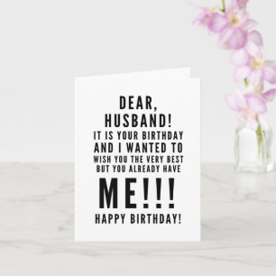 Carte Drôle voeux d'anniversaire sarcastique pour mari