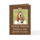 Drôle Western Birthday Card avec "Basset Sheriff"