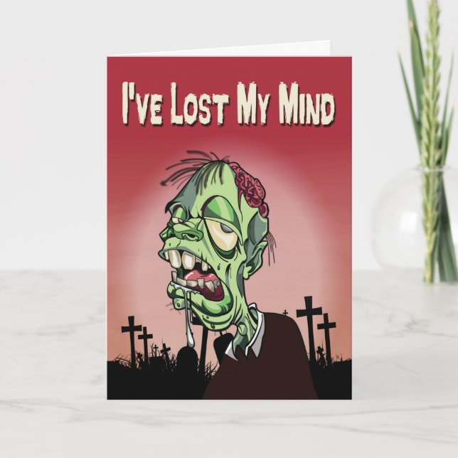 Carte Drooling Zombie dans un cimetière pour un annivers (Devant)