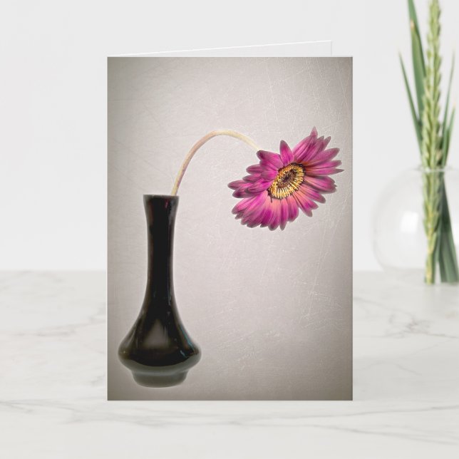 Carte Drooping Rose Daisy dans Vase (Devant)