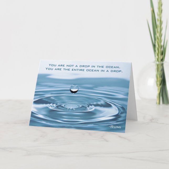 Carte Drop in the Ocean, Citation Rumi inspirante (Devant)