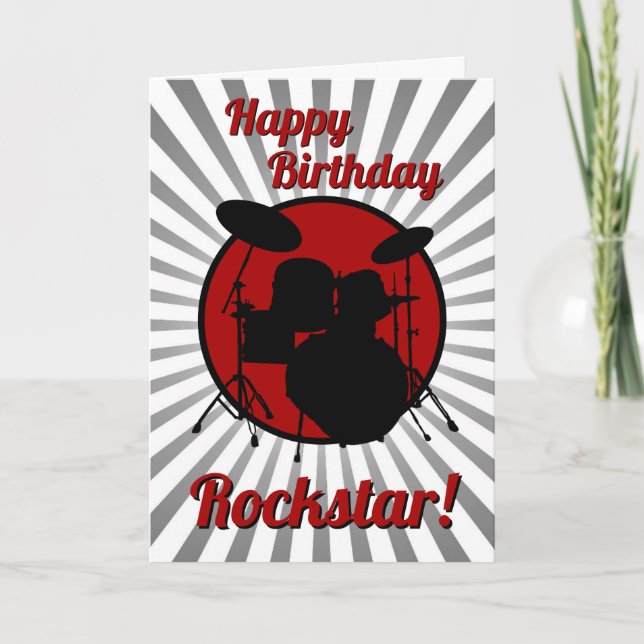 Carte Drummer Birthday Card Musicien Rockstar Drums Rock (Devant)