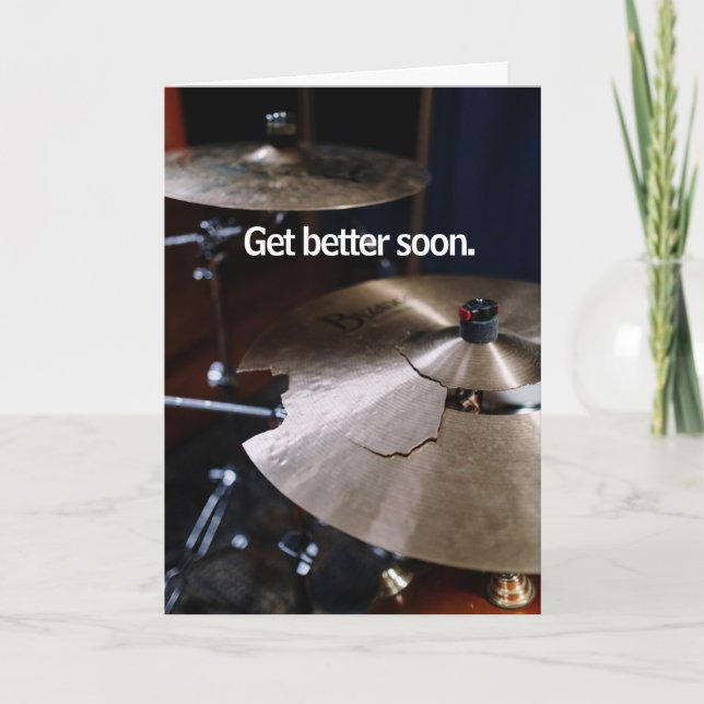 Carte Drummer Hard Hitter Loud Percussion Get Well Soon (Devant)