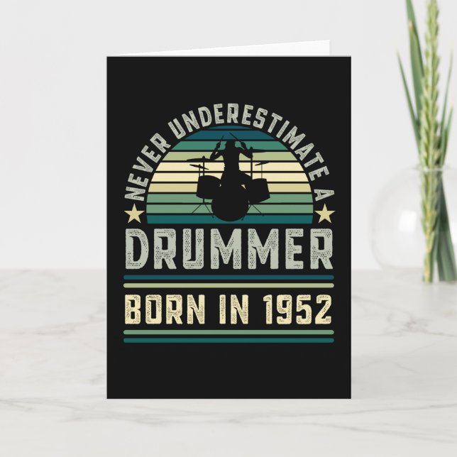 Carte Drummer né 1952 70e anniversaire Drumming Dons (Devant)