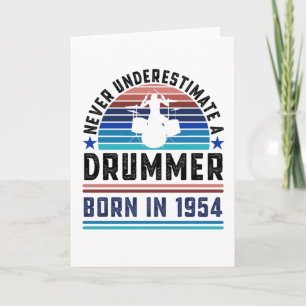 Carte Drummer né 1954 70e anniversaire Drumming Cadeau p