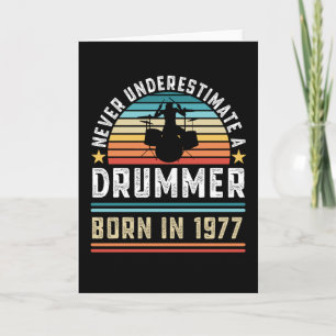 Carte Drummer né 1977 50e Anniversaire Drumming Don