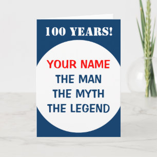 Carte du 100e anniversaire pour hommes   La légend