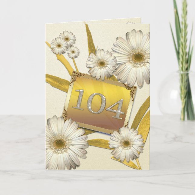 Carte du 104ème anniversaire avec marguerites. (Devant)