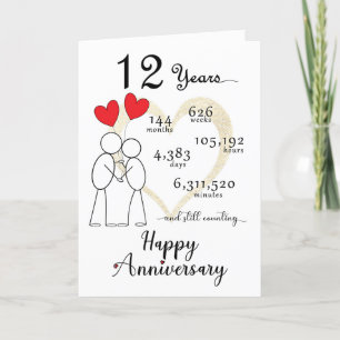 Carte du 12e anniversaire du Mariage avec ballons 